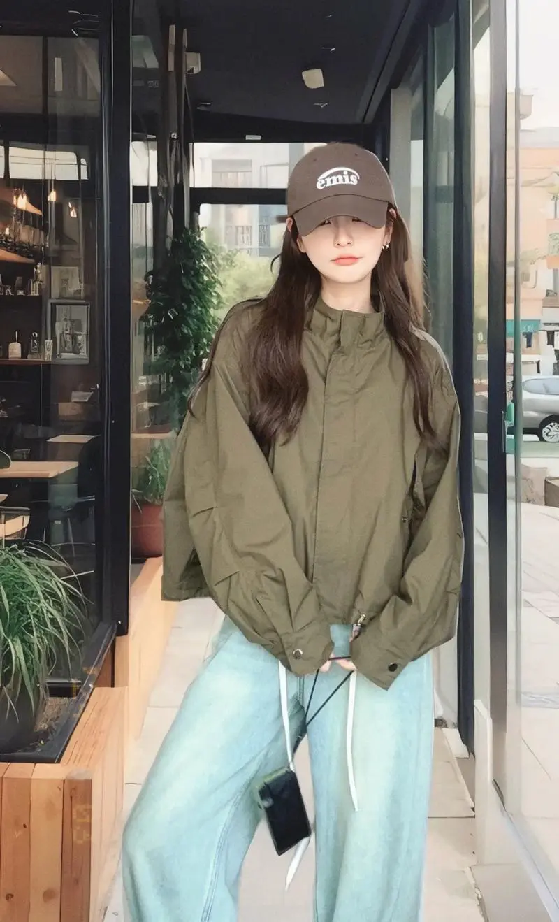 军绿短风衣怎么搭配图片