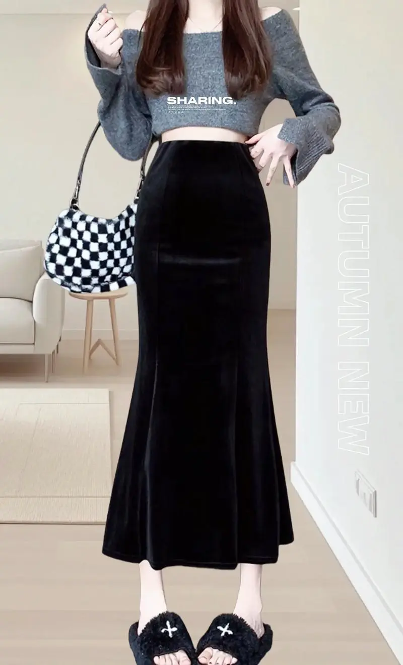 半身鱼尾裙秋冬怎么搭配