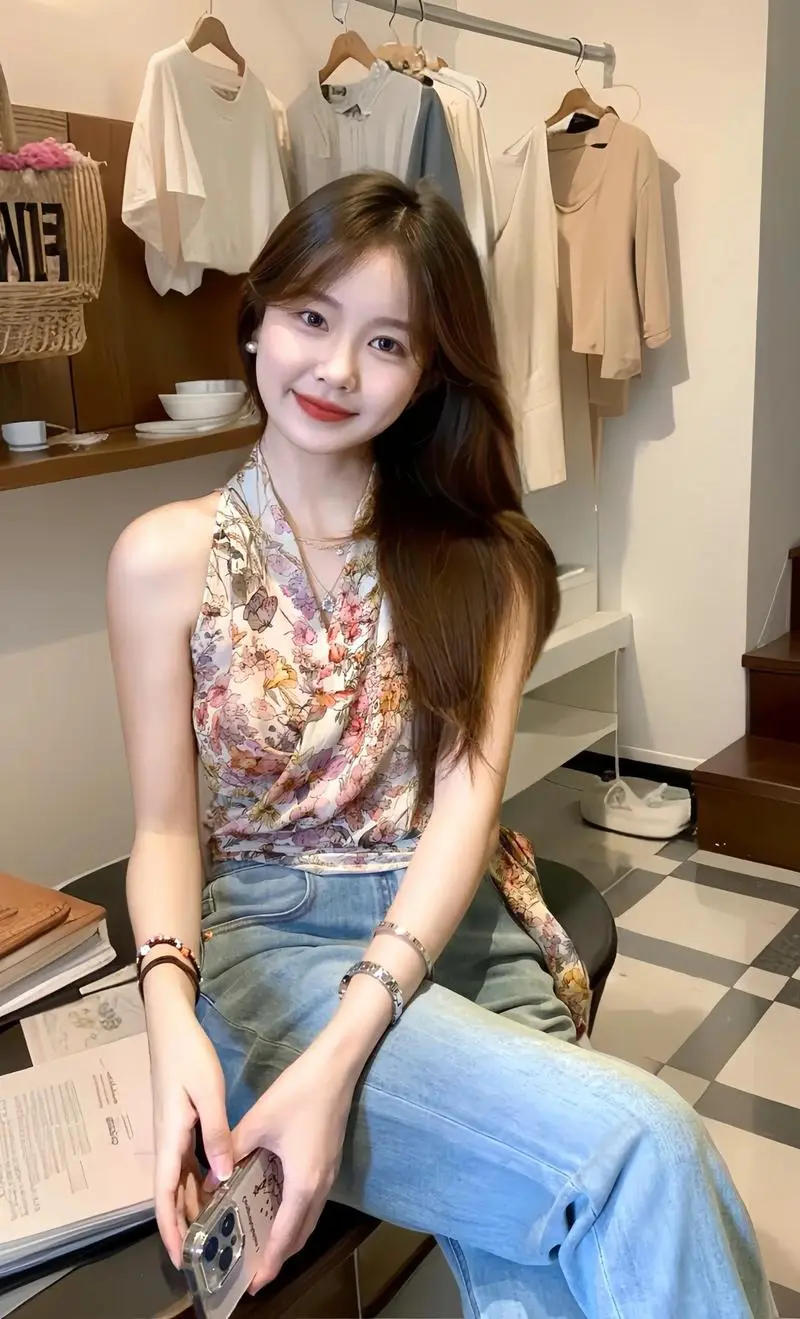 无袖碎花要怎么搭配