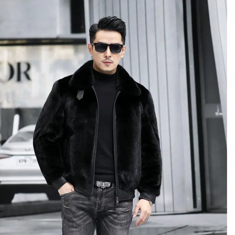 男士短款貂皮外套怎么搭配图片2015