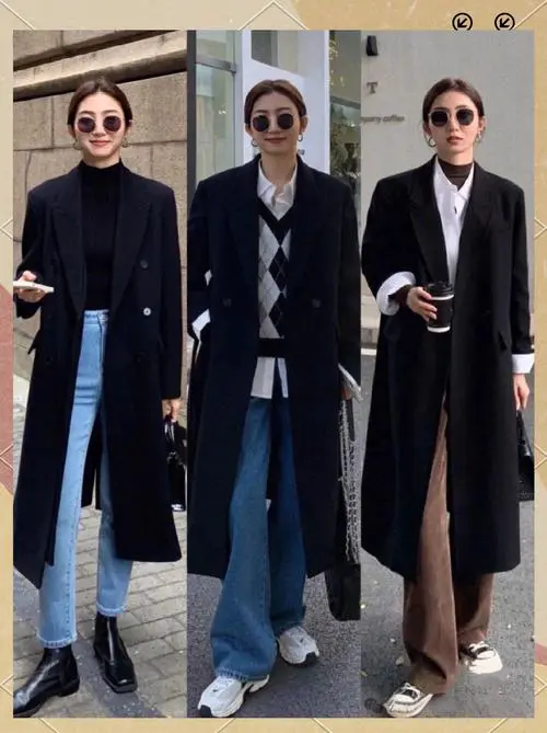 黑大衣怎么搭配衣服好看图片