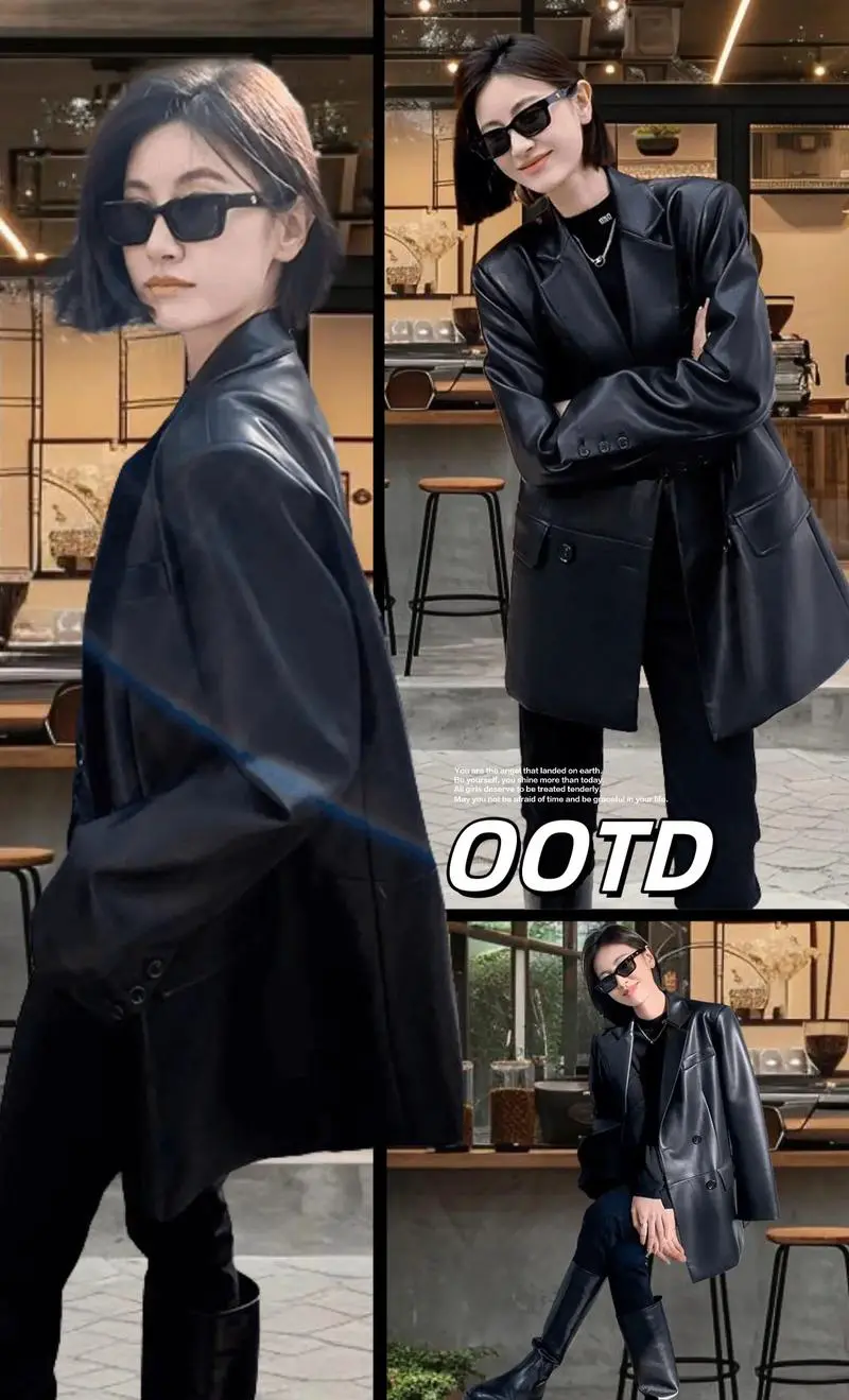 西服皮衣怎么搭配图片