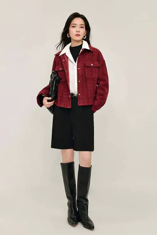 粗呢外套怎么搭配图片