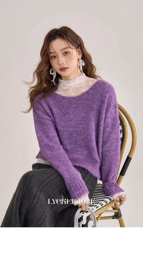 紫色貂绒外套怎么搭配