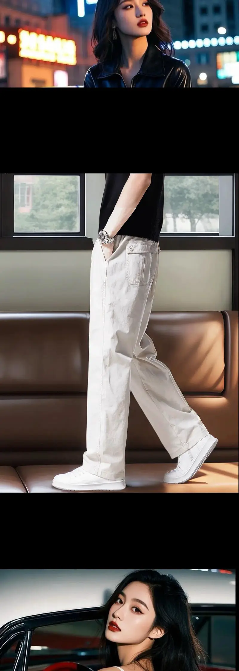 米白色裤子配什么衣服