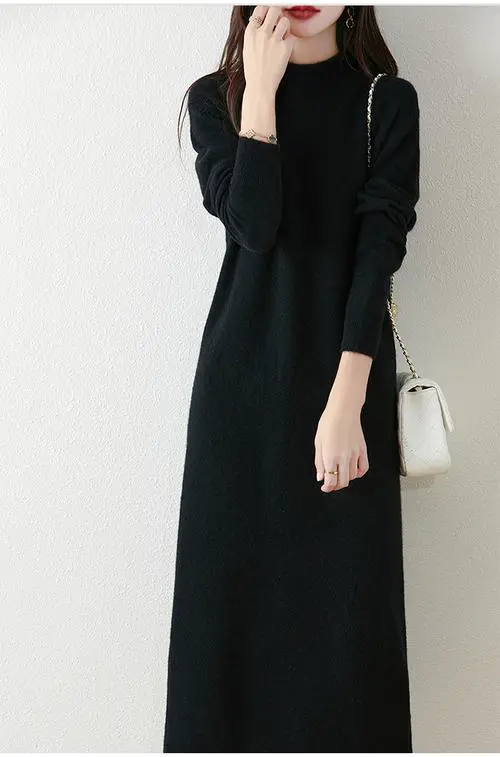 秋冬长款羊毛连衣裙怎么搭配图片