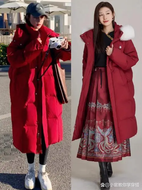 大红色长外套怎么搭配衣服好看图片欣赏