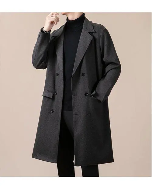 男中长冬季毛呢外套怎么搭配什么裤子好看图片大全