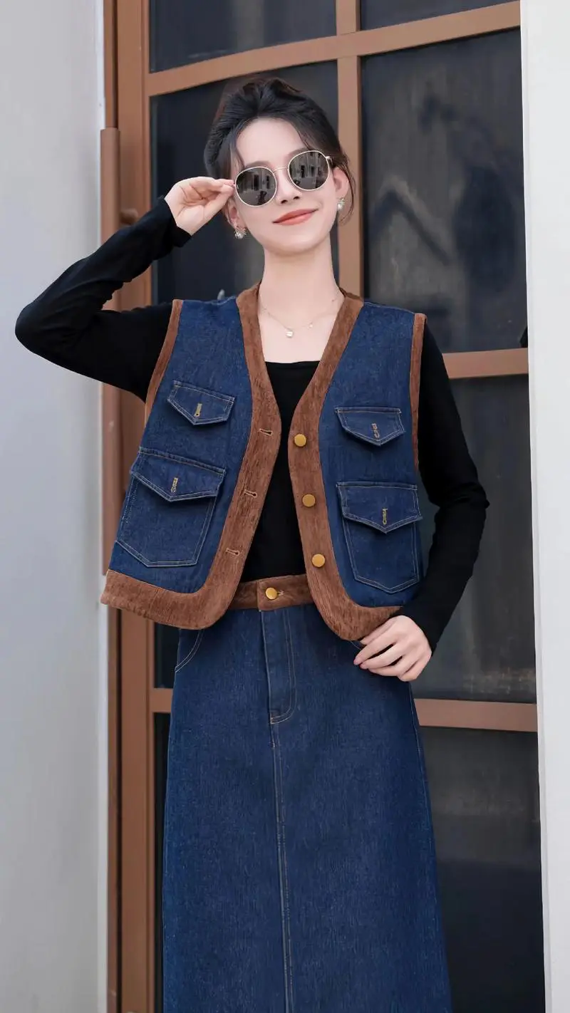 蓝色的马甲怎么搭配衣服好看图片女生图片欣赏