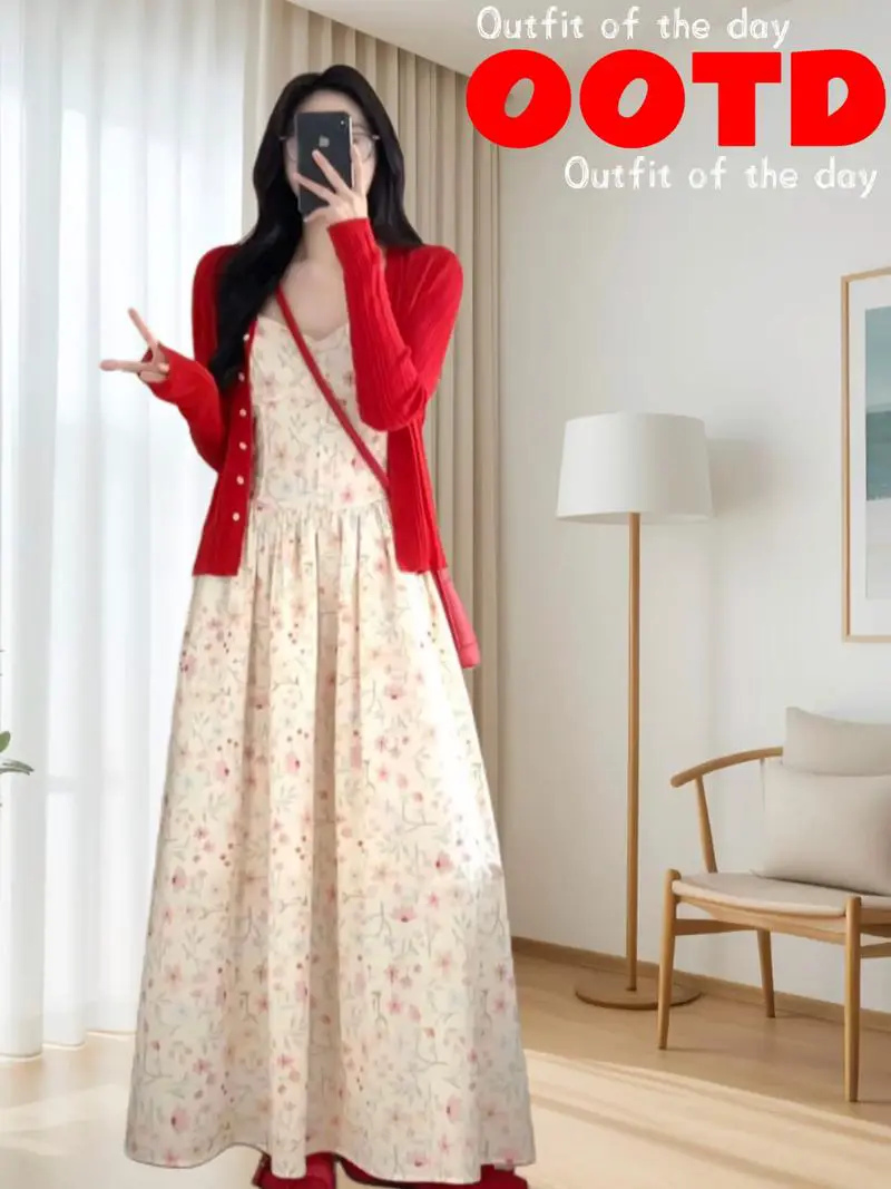 针织 碎花连衣裙怎么搭配