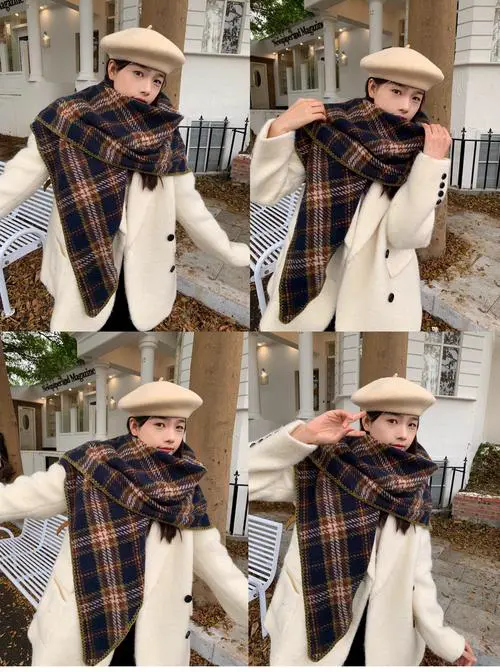 皮肤黑穿红格子衣服怎么搭配什么围巾好看图片大全