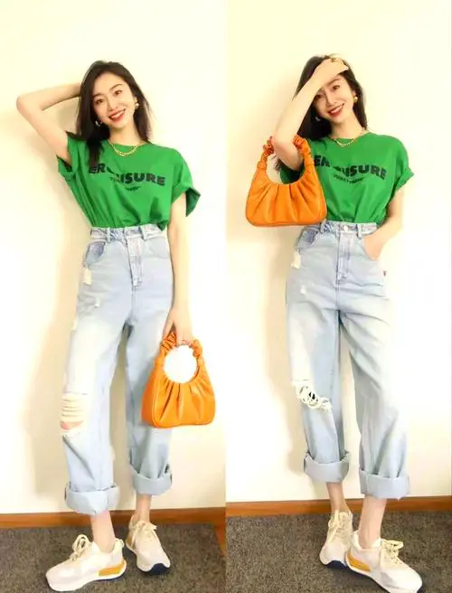 破洞牛仔裤怎么搭配外套