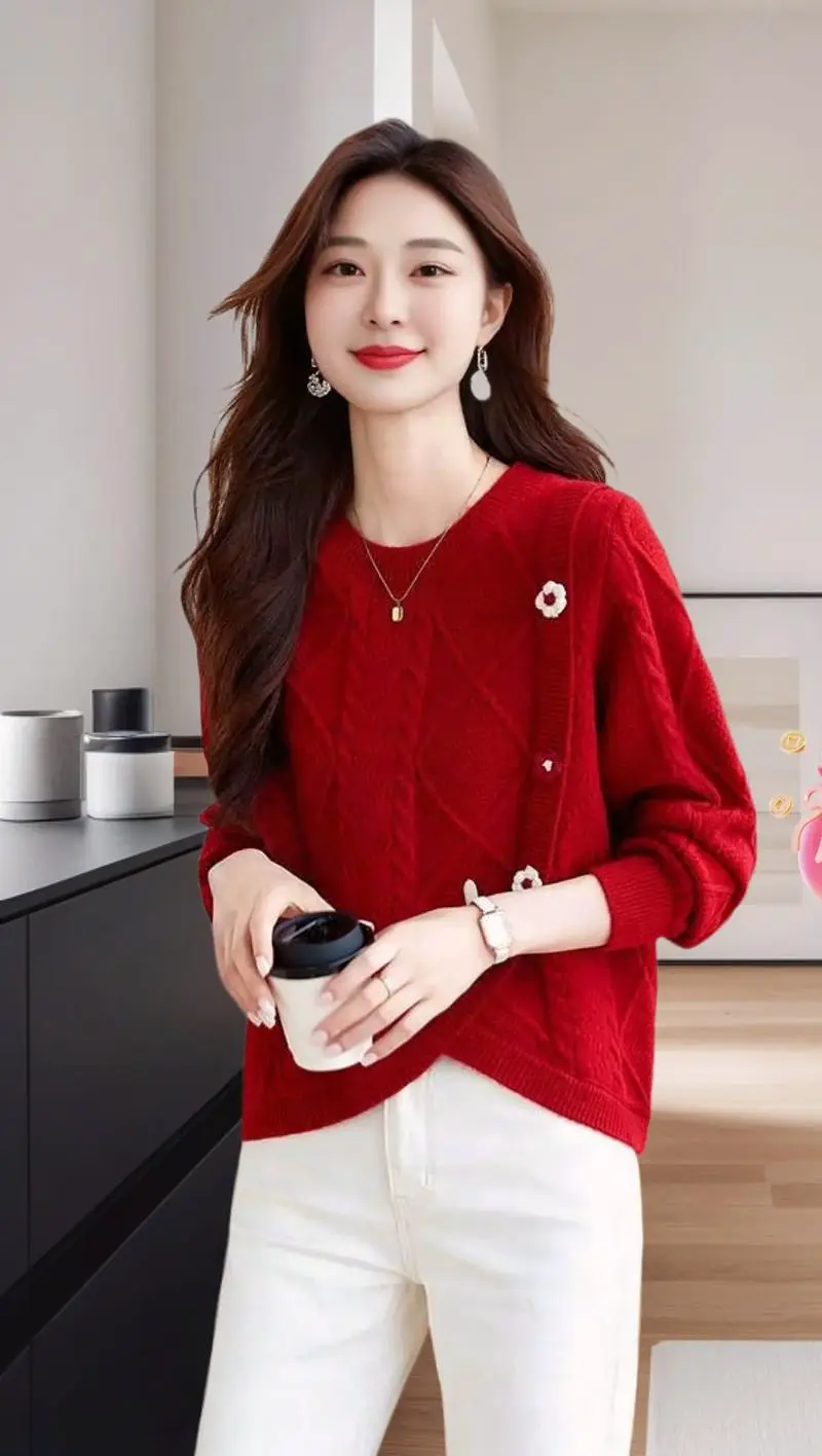 红短毛衣怎么搭配好看图片欣赏