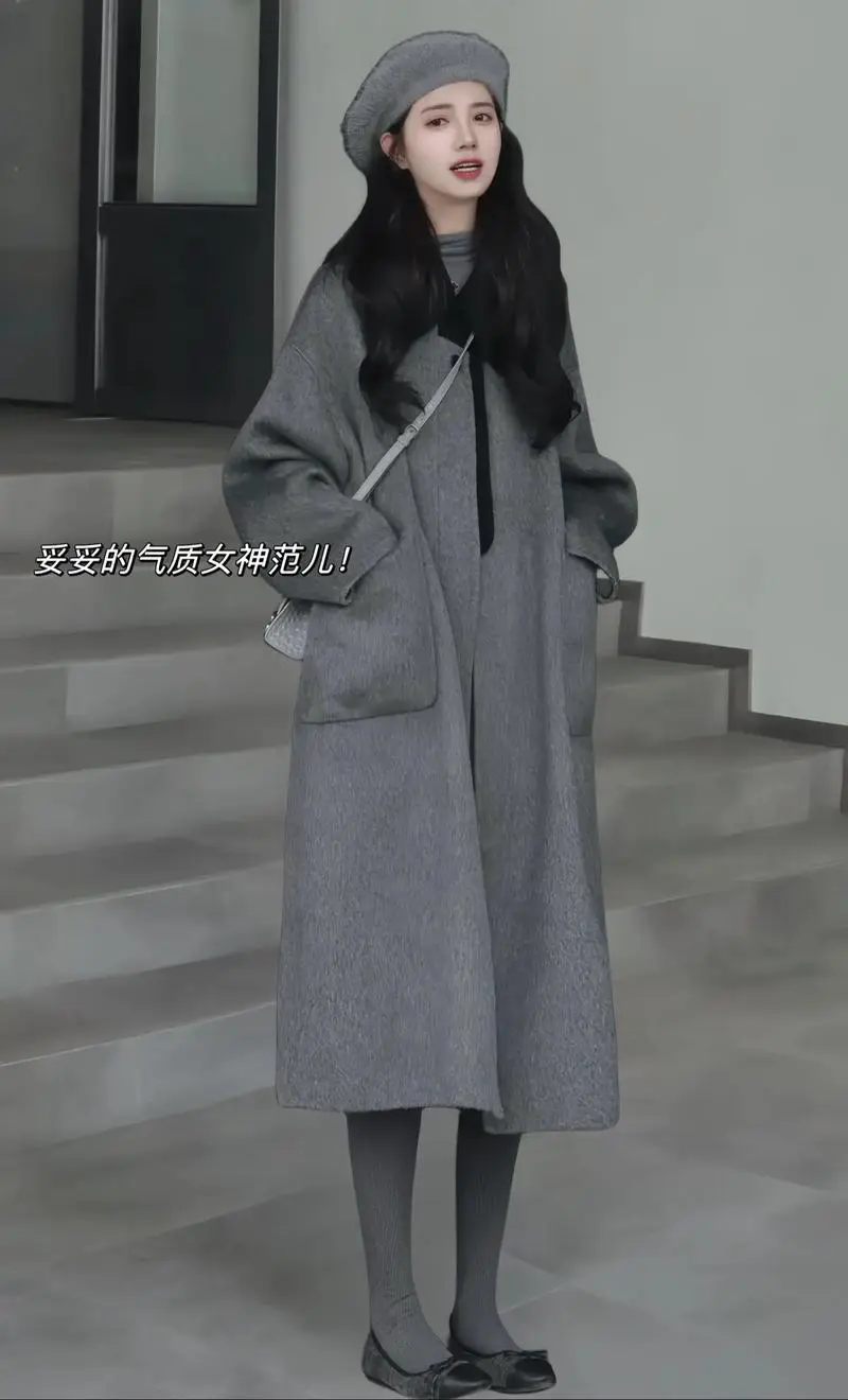 灰色直筒大衣怎么搭配图片