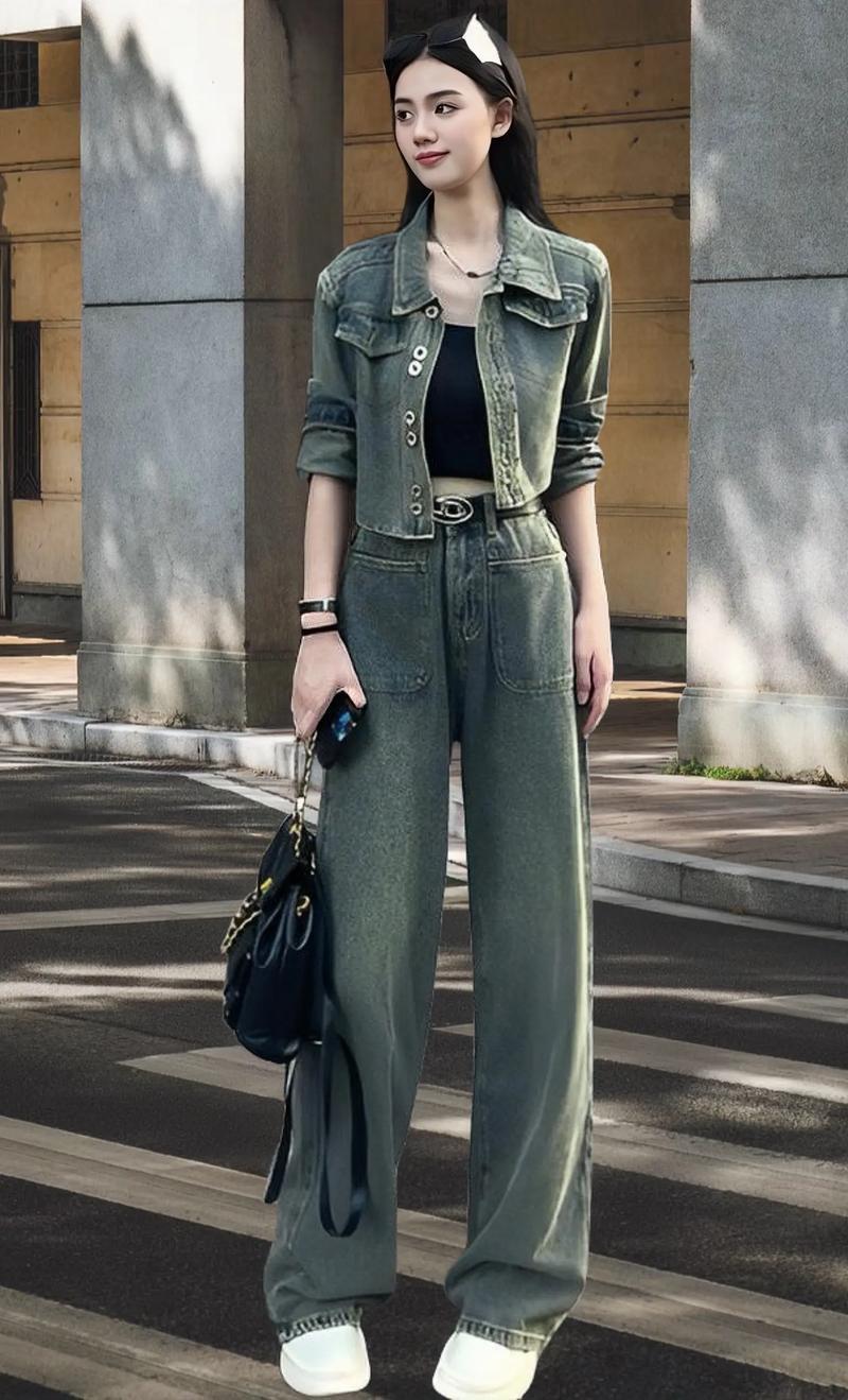 宽牛仔裤怎么搭配外套