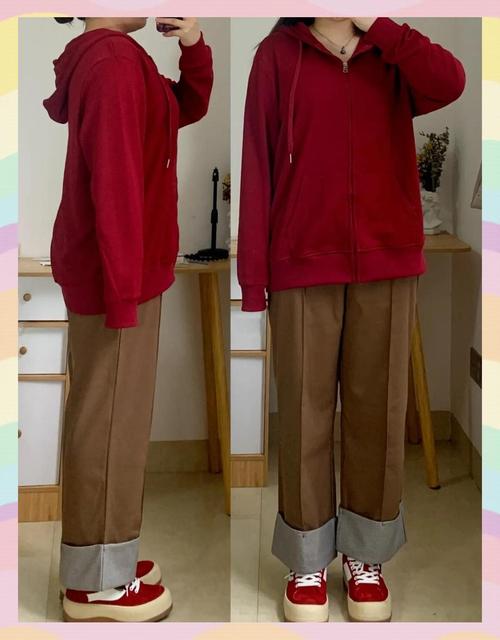 酒红色外套配什么裤子