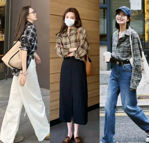女式格子衬衫怎么搭配好看图片