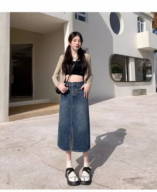 长裙牛仔裤怎么搭配