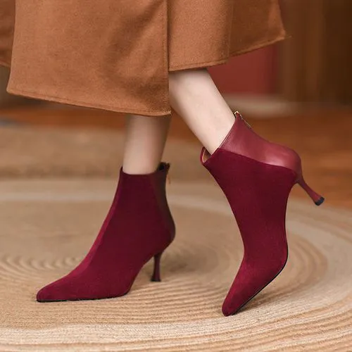 棕红色短靴怎么搭配