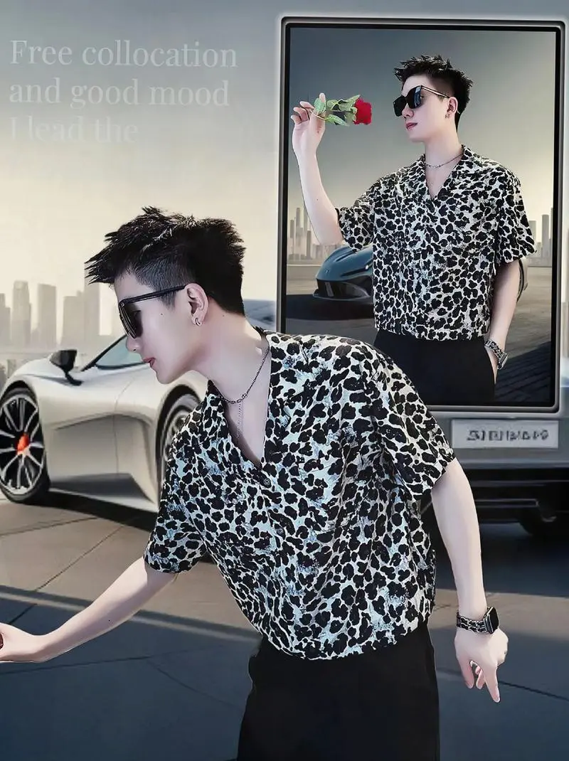 男士豹纹衬衫怎么搭配下装