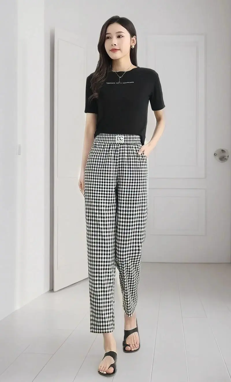 黑白格子衣服怎么搭配裤子图片