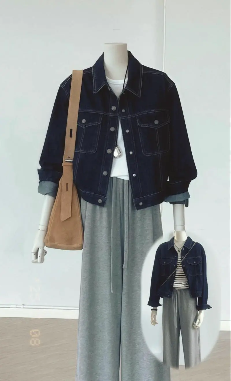 深牛仔衣怎么搭配图片