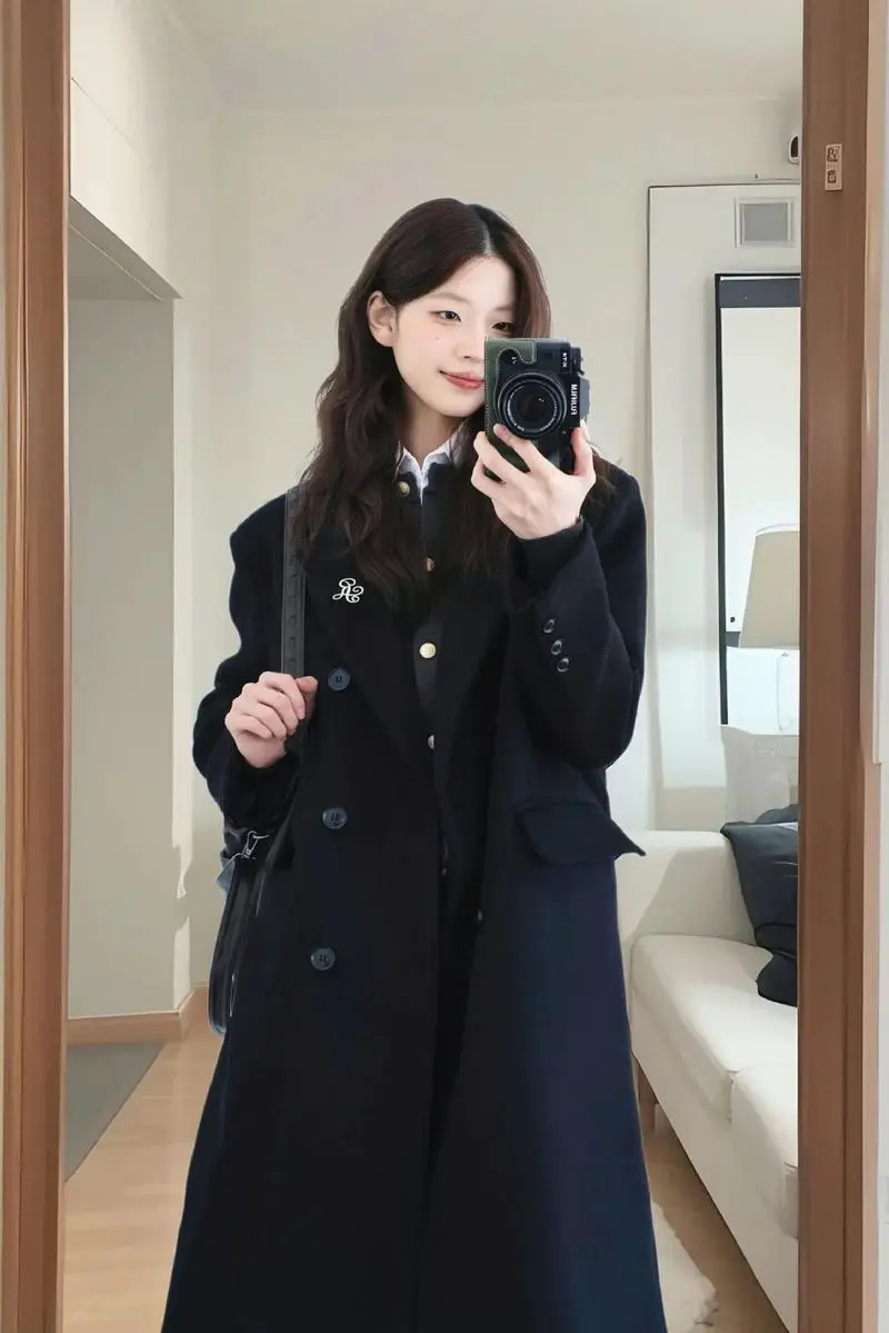 韩a版呢子大衣怎么搭配