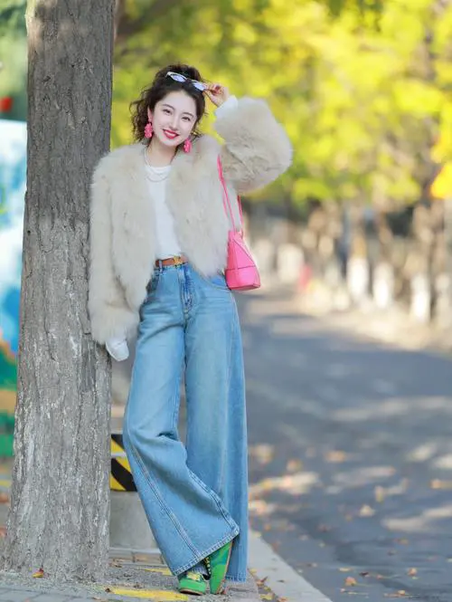 短皮草上衣怎么搭配图片女