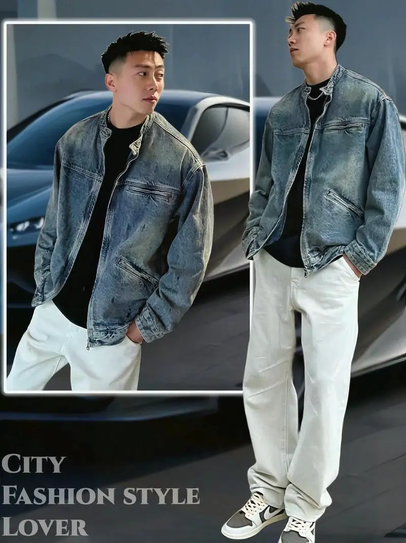 男士牛仔上衣外套怎么搭配什么裤子好看图片欣赏