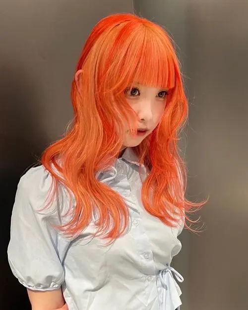 染了橙色头发怎么搭配衣服好看图片