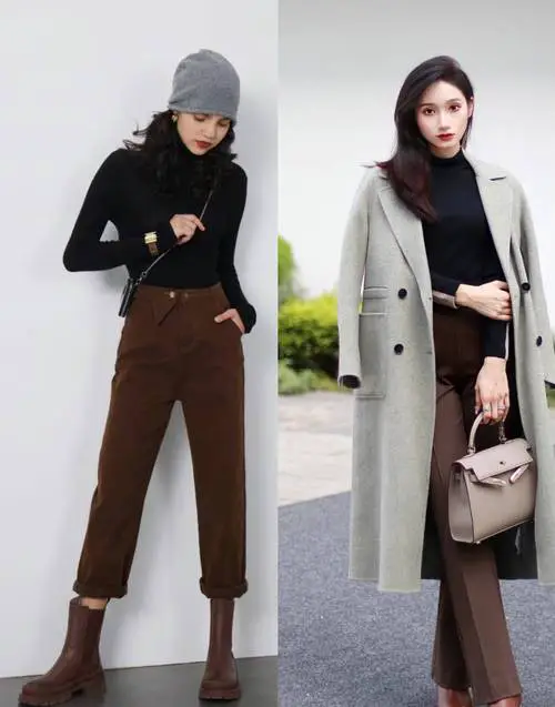 咖啡色裤子配什么鞋子