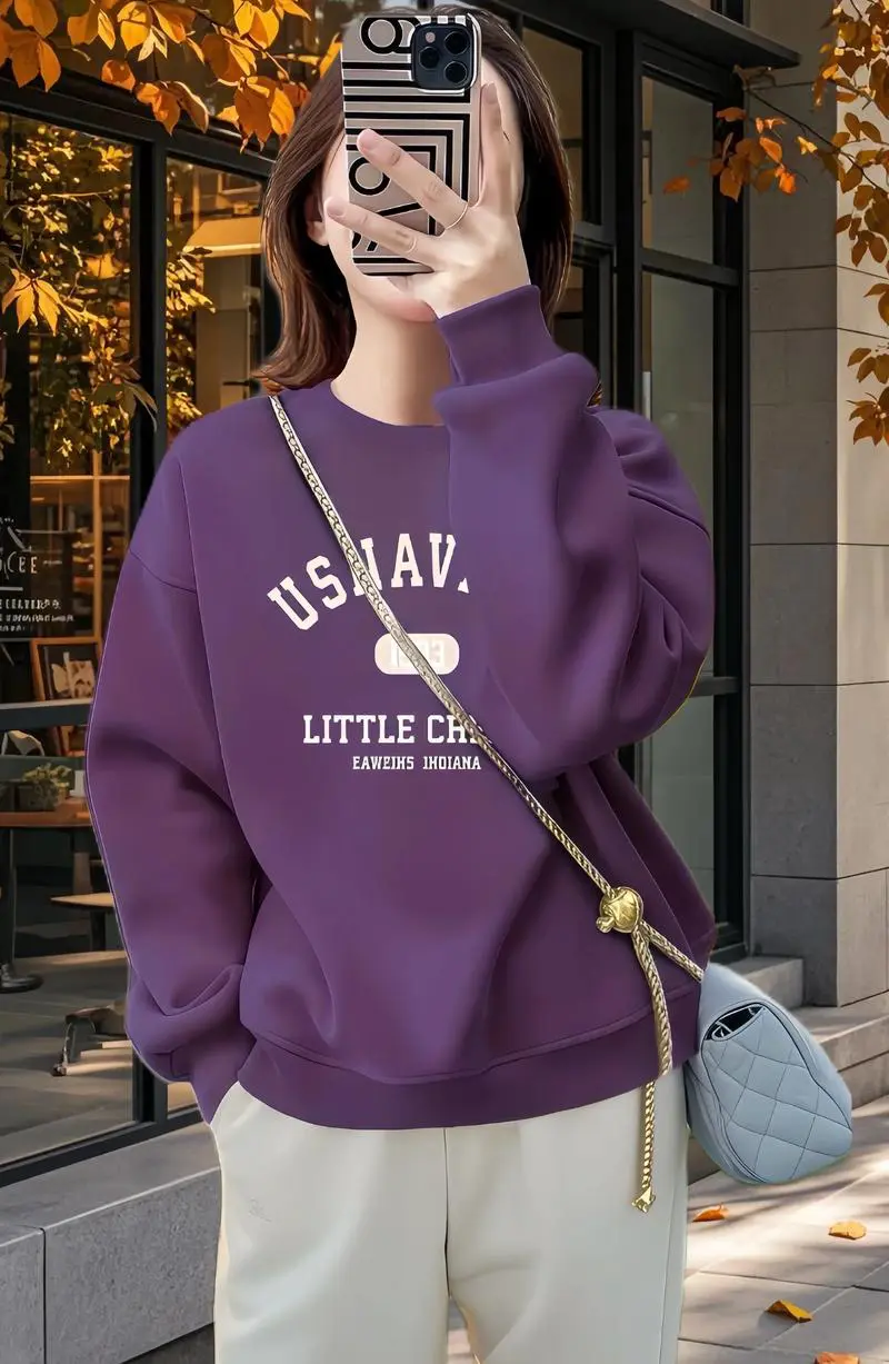 紫色卫衣怎么搭配图片