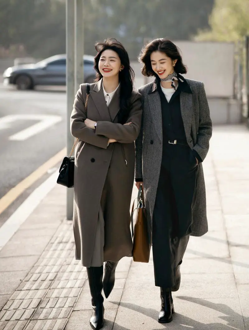 圆领h型大衣怎么搭配