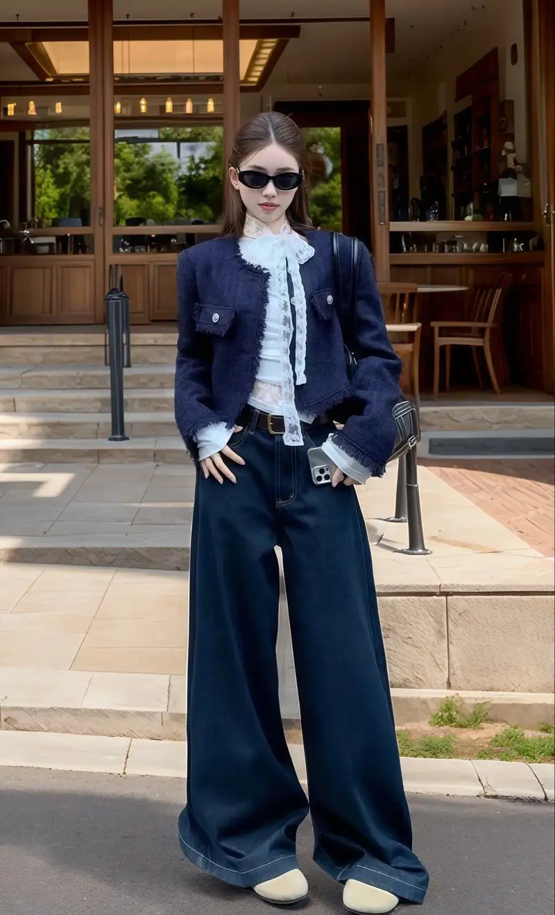 短休闲牛仔外套怎么搭配什么裤子