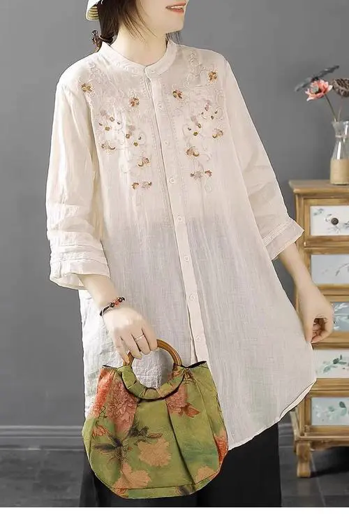 七分袖中长衫怎么搭配