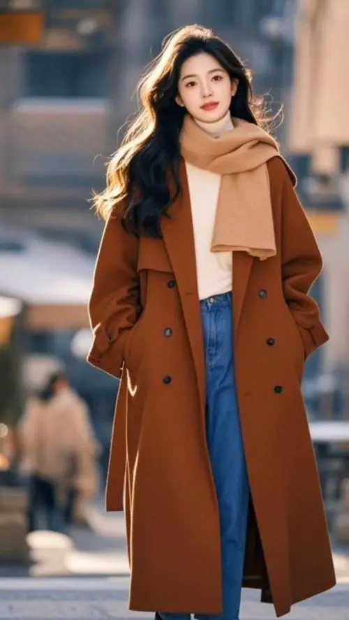 妮子大衣怎么搭配围巾