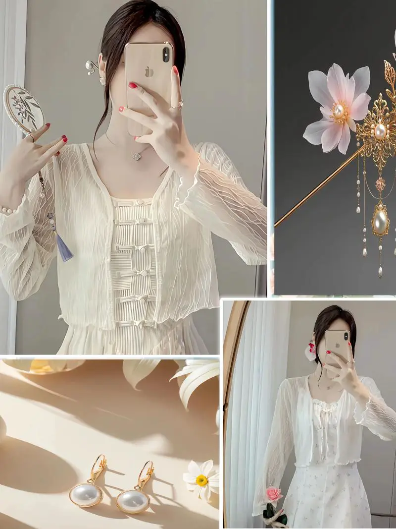 白色长披肩怎么搭配好看