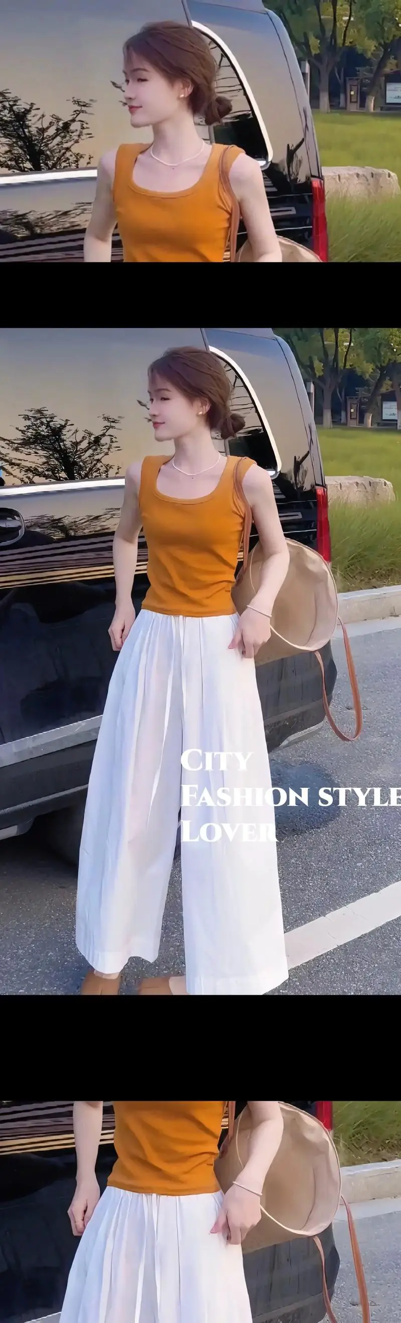 夏季橘色上衣怎么搭配