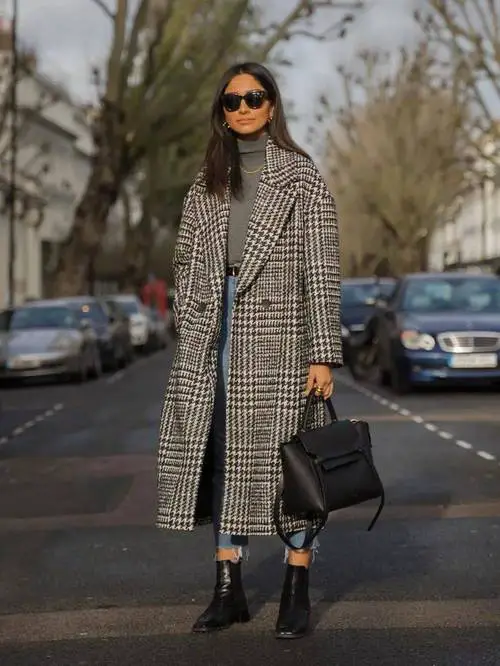 韩版格子大衣里面怎么搭配图片大全