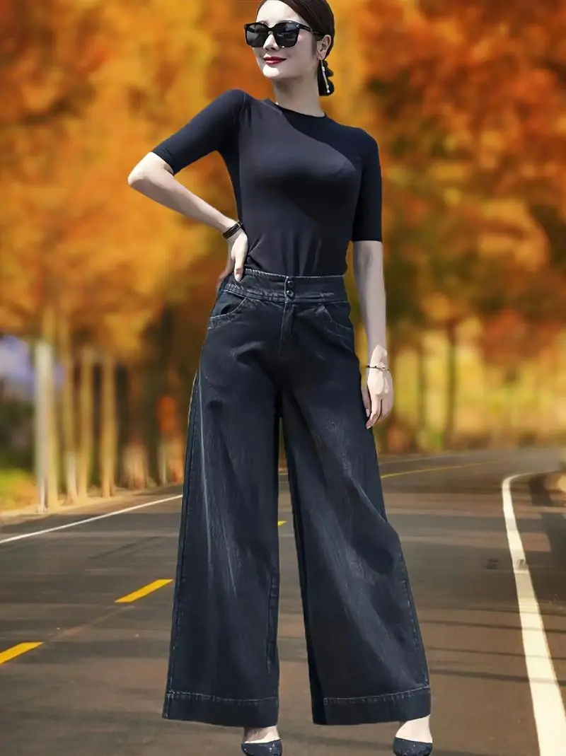 宽裤子怎么搭配鞋子好看图片欣赏