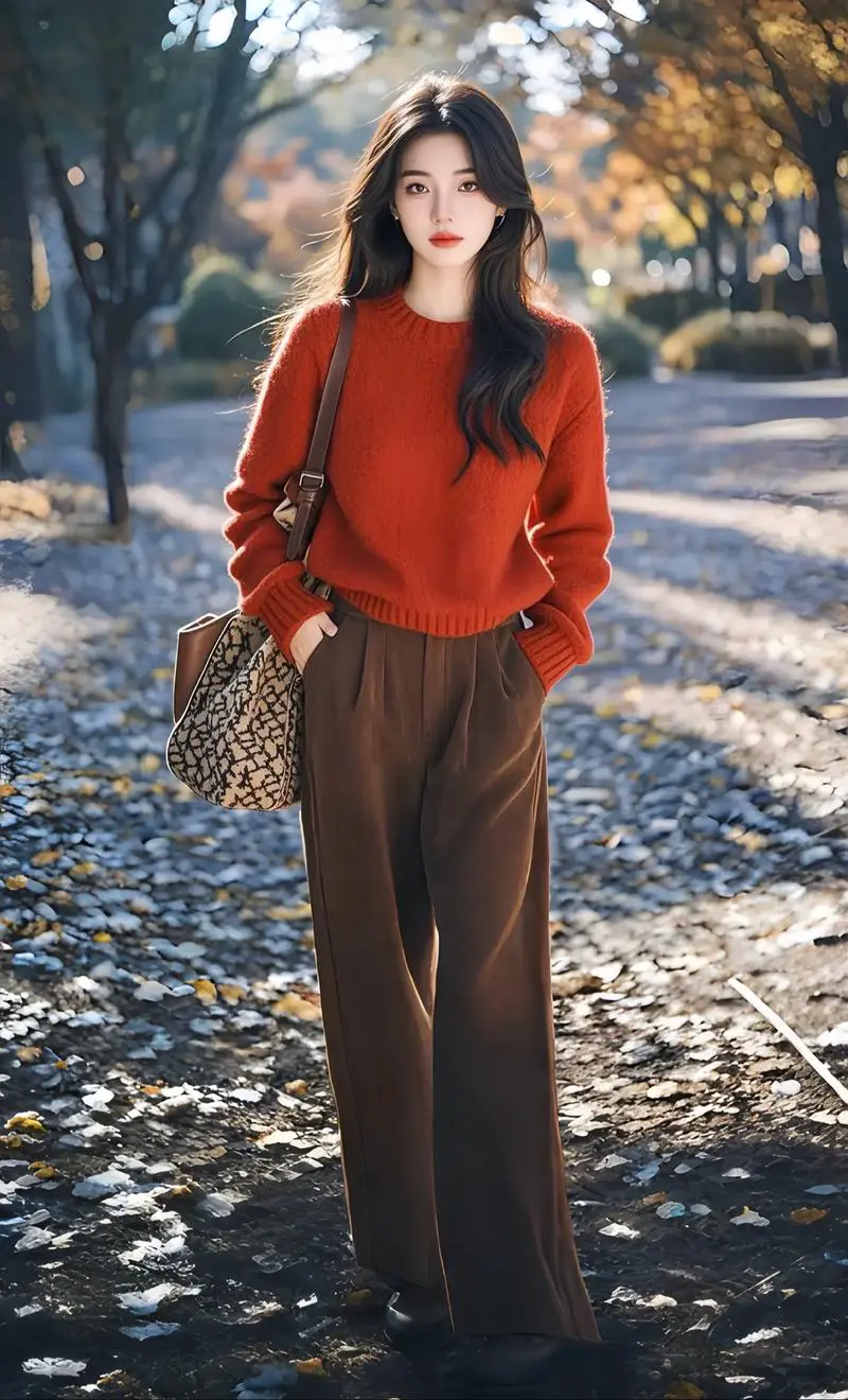 褐色毛衣怎么搭配裤子