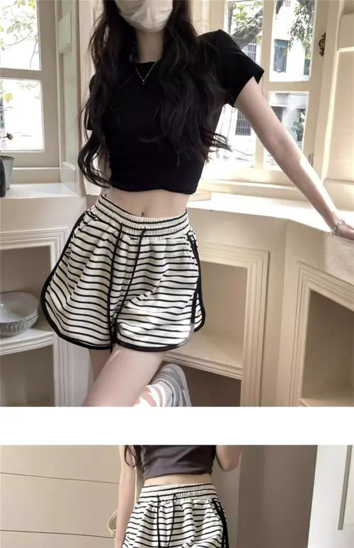 竖条纹短裤怎么搭配上衣好看吗