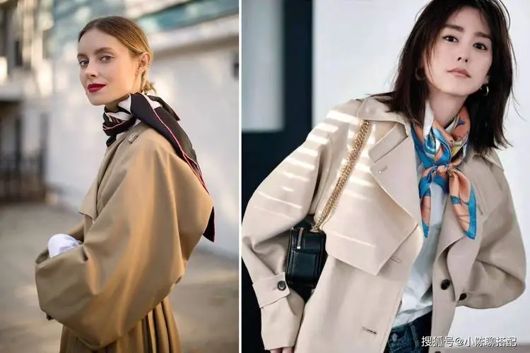 风衣怎么搭配丝巾