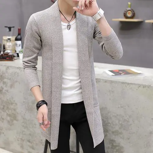 男士长款针织大衣怎么搭配图片欣赏