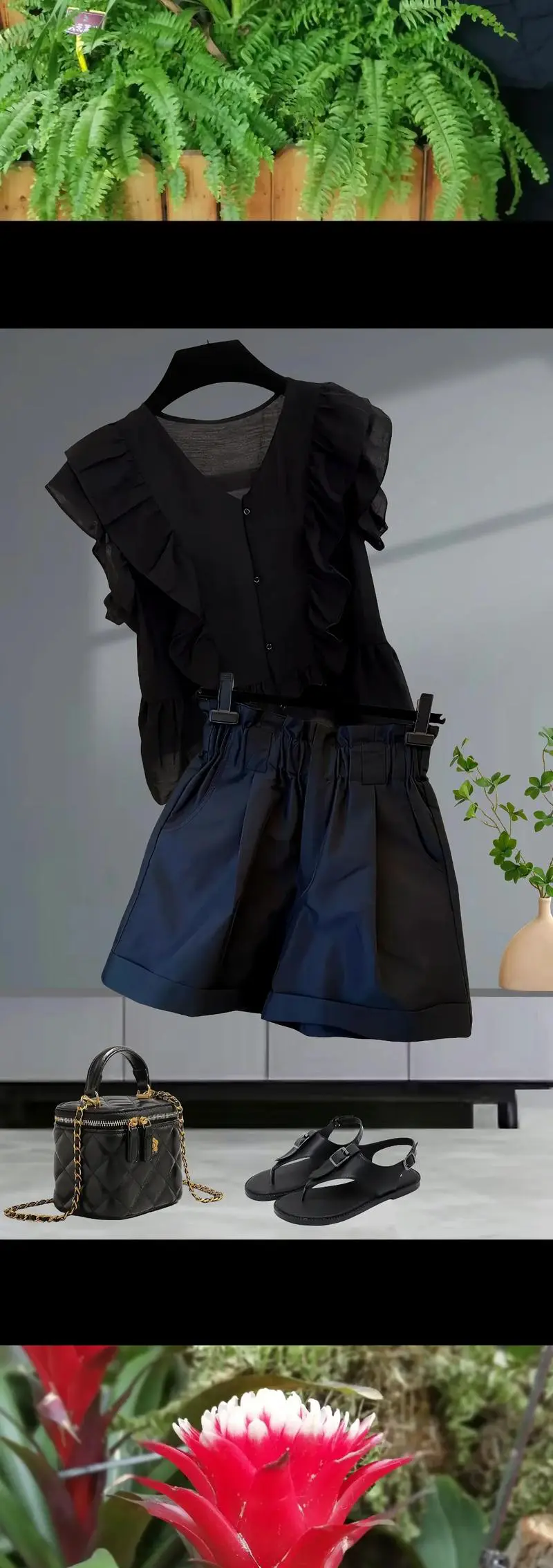 黑色阔腿短裤怎么搭配上衣