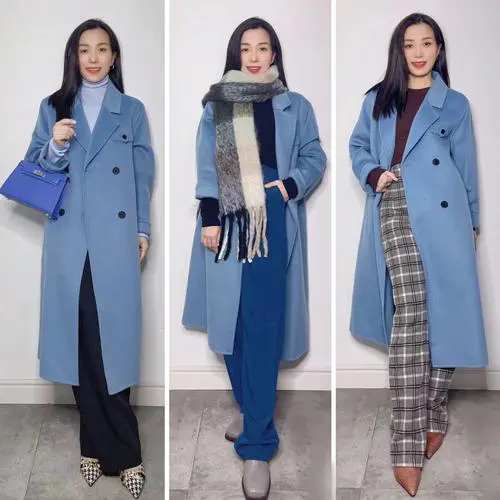 雾兰色大衣怎么搭配