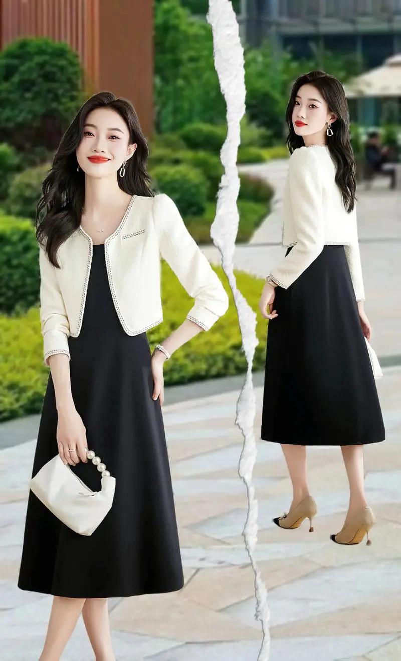 白色中长款的连衣裙怎么搭配什么外套好看图片大全