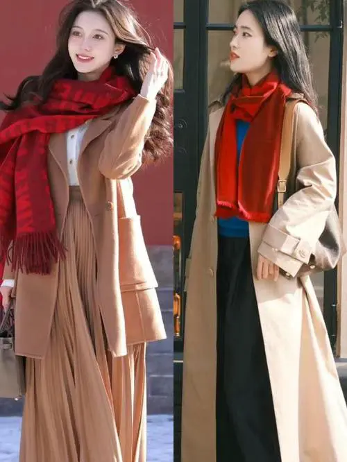 皮肤黑穿红格子衣服怎么搭配什么围巾好看图片欣赏