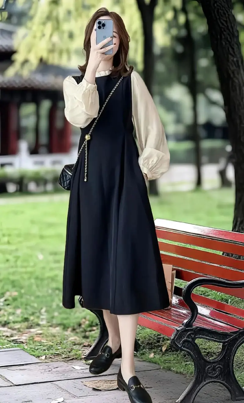 超长秋款连衣裙怎么搭配