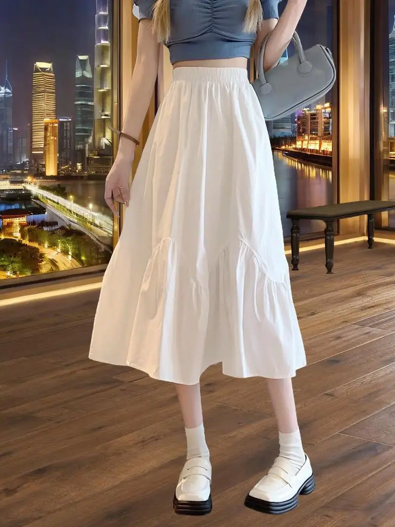 白色高腰半身裙怎么搭配